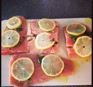 Baked Salmon with Basil and Lemon